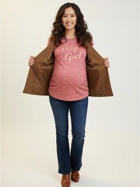 3/$29 Maternity Hey Girl Gender Reveal Motherhood Maternity Top Size M